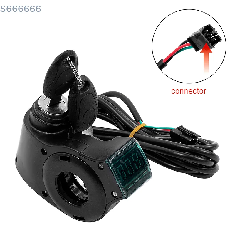 

12V-99V Motorcycle Accessory E-Bike Power Switch Lock with Display And Thumb Throttle Electric Scooter Handlebar Ignition Key