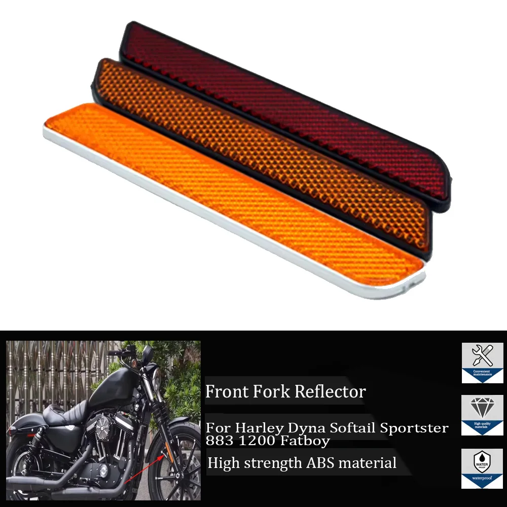 

For Harley Dyna Softail Sportster 883 1200 Fatboy For Motorcycle 136*21MM Front Fork Reflector Lower Legs Slider Safety Warning