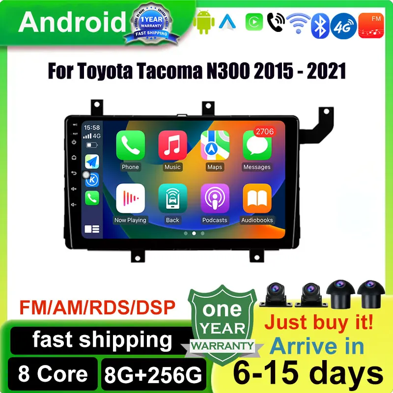

Carplay Android 14 Car Radio Multimedia Stereo Player WiFi GPS Navigation For Toyota Tacoma N300 2015 - 2021