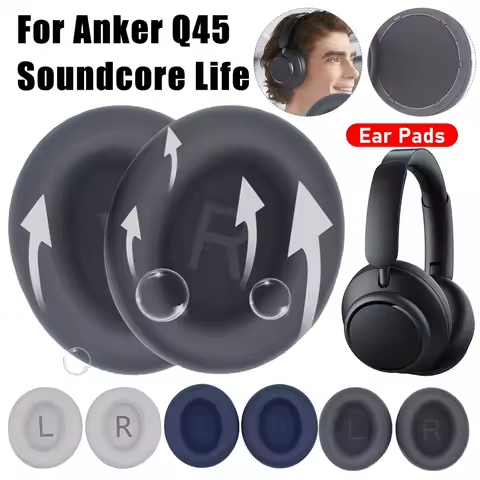 For Anker Q45 Soundcore Life Headset Ear Pads Headset Protective Cover Protein Leather Replacement Headphone Pads Soft Earpads