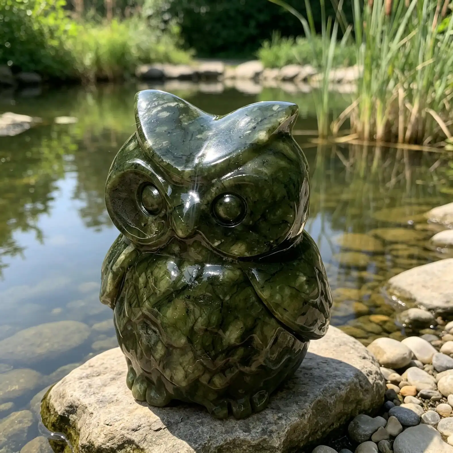 Natural Serpentine Owl Carving,Quartz Crystal gift,Mineral Specimens,Reiki Healing 1PC