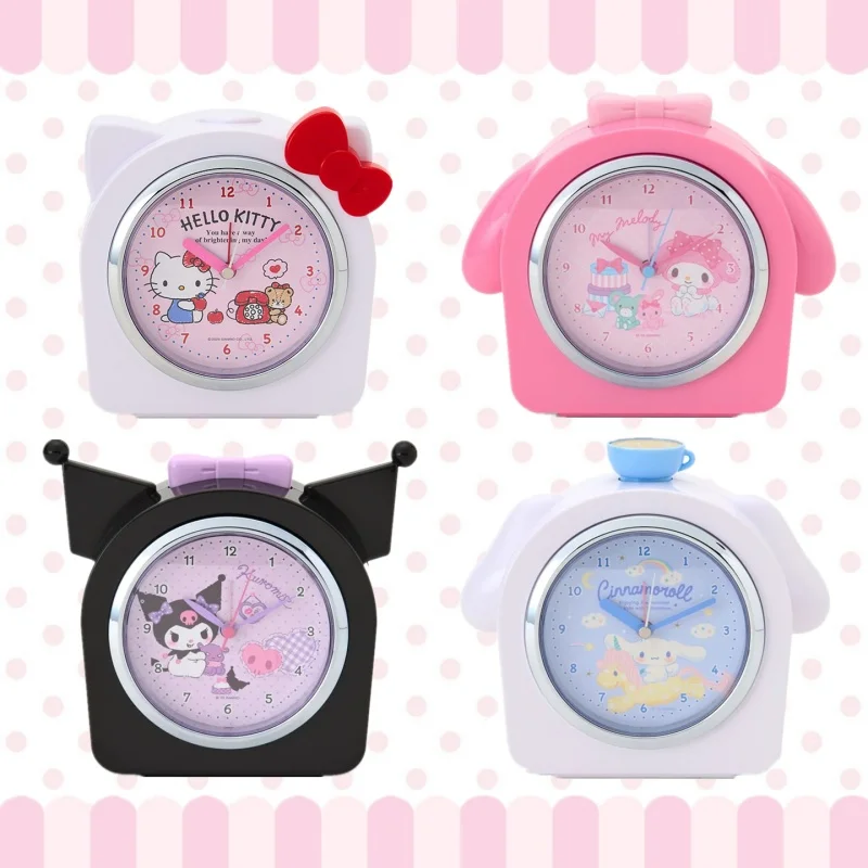 

Подлинная серия персонажей Sanrio, милый будильник, орнамент, Hello Kitty, бесшумный будильник, украшение для офиса, спальни, рабочего стола, подарок
