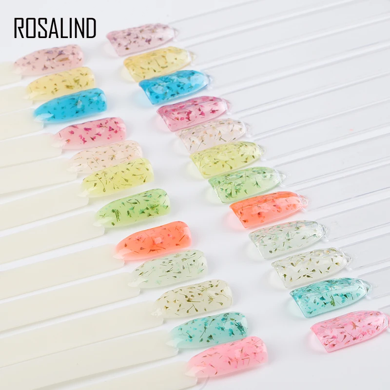 ROSALIND 5Ml เจลเจลเล็บกึ่งถาวร Fairy DIY ดอกไม้แห้ง UV เจลเล็บเล็บ Art Hybrid เคลือบเงาด้านบนเจล