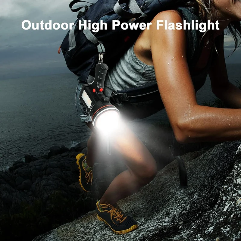 Spotlight With Energy Saving, LED Flashlight, IP68 Waterproof Camping Flashlight For Outdoor Emergency Searchlight Durable