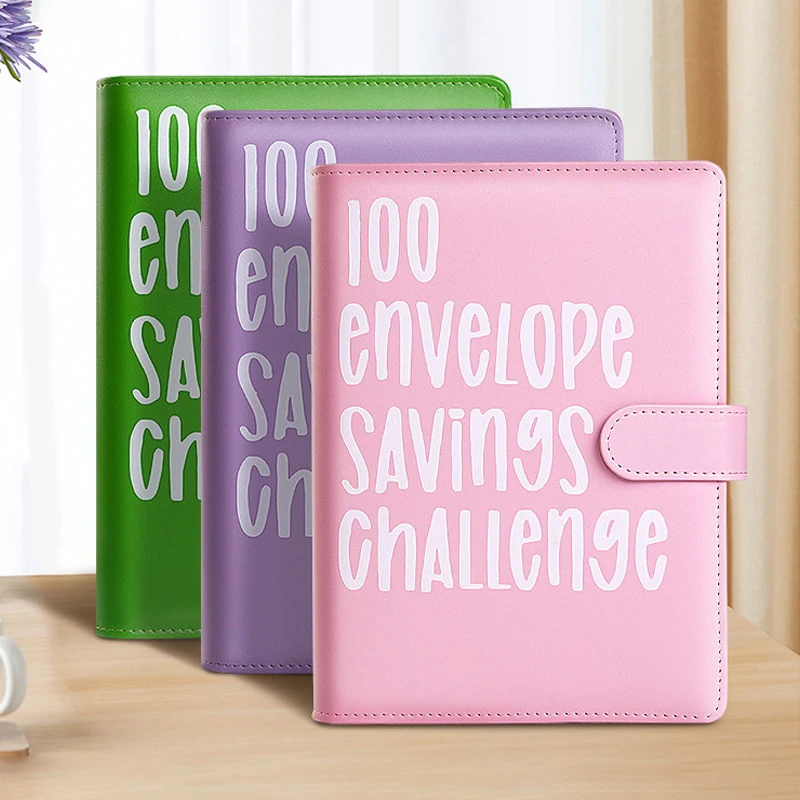 مجلد تحدي 100 ظرف، طريقة سهلة وممتعة لتوفير 5,050 دولارًا، مجلد تحديات التوفير، مجلد الميزانية مع مظاريف نقدية