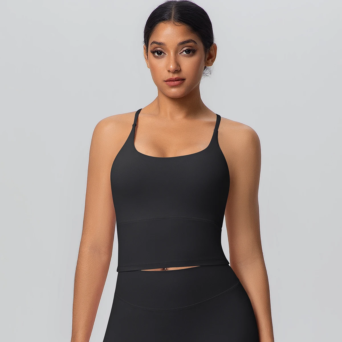1 Stück Einfarbiger Weicher Rückenfreier Fitness-Yoga-BH für Damen, Hochfester Stoßdämpfender Sport-Top mit Push-Up-Effekt und Brustpolster – Detail 11