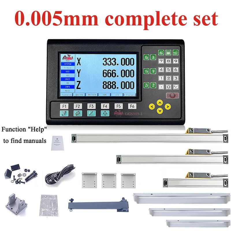 19 Languages Digital Readout 3 Axis LCD DRO with 3PCS 50-1000mm 5um/1um Linear Scale Encoder Optical Ruler for Lathe Milling