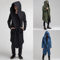 Halloween medieval court assassin hooded cosplay thick coat men's hooded long style