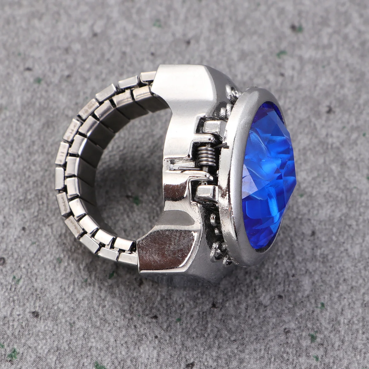 

Oval Watch Shaped Finger Ring Blue Classic Quartz Design Stylish Mini Watch Ring for Men Women Fashion Accessory