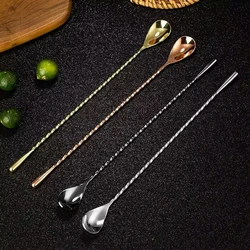 Cocktail Spoon Bar Spoon Stainless Steel Mixing Spiral Pattern Bar Teadrop Spoon  Bar Tool Bartender Tools