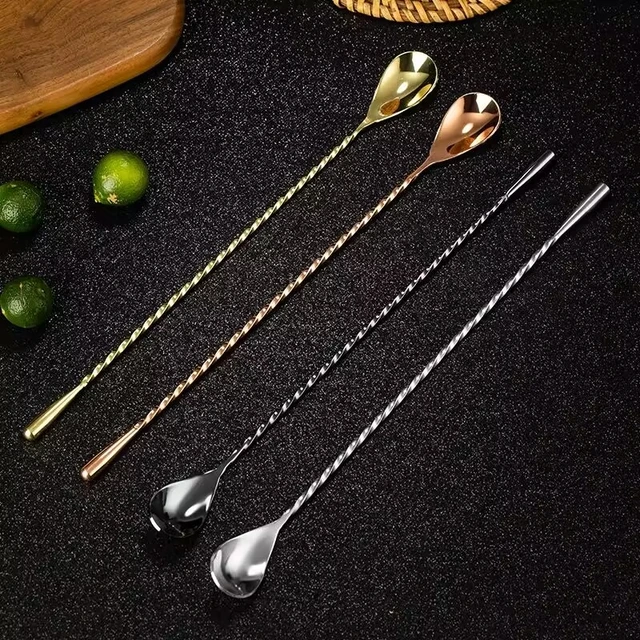 Łyżka koktajlowa Łyżka barowa ze stali nierdzewnej Mieszanie Spiralny wzór Bar Łyżka Teadrop Narzędzie barmańskie Narzędzia barmańskie