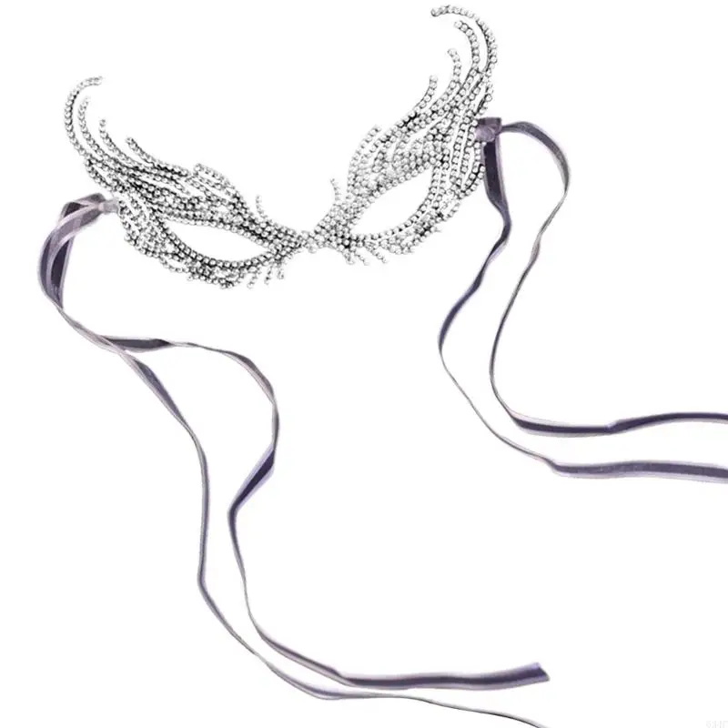 

634C Masquerade Mask Rhinestones Eyemask, Masquerade Deecorations Mask for Women Halloween Masquerade Carnivals Wedding