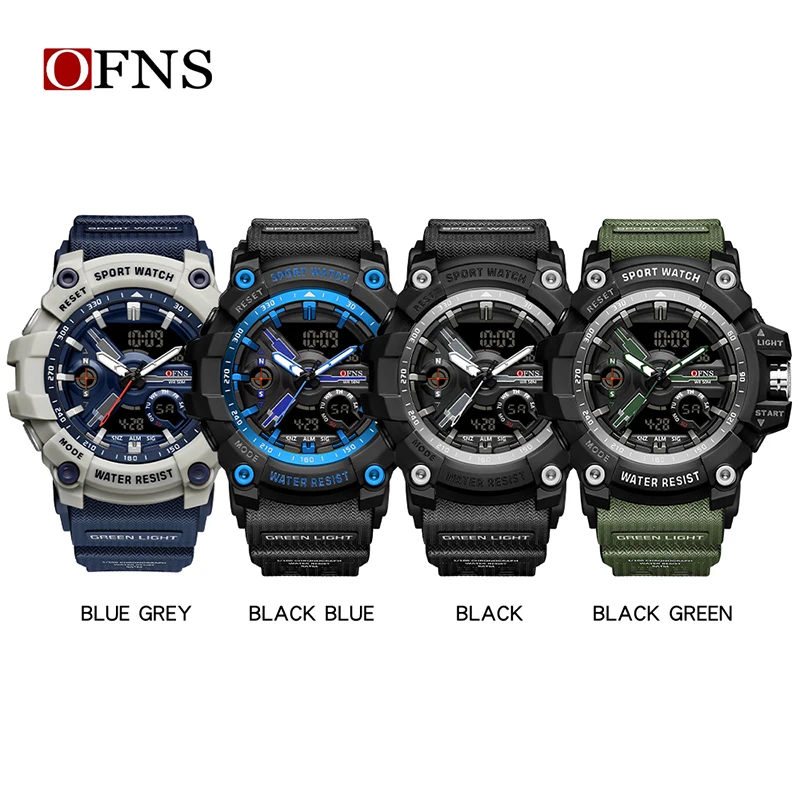 OFNS Electronic Watch Waterproof Fashion Trend 3179 Black Technology Multifunctional Men\'s Watch New Quartz Wristwatch Relogios