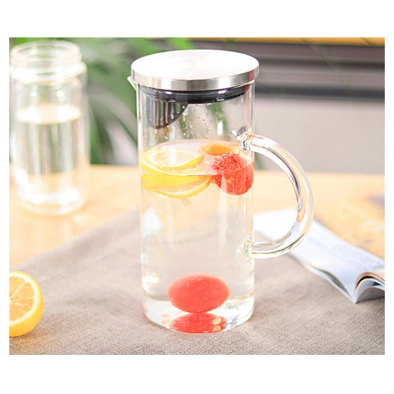 1 Set Water Carafe Glass Carafe Fridge Jug 1 Liters Water Jug Teapot Transparent