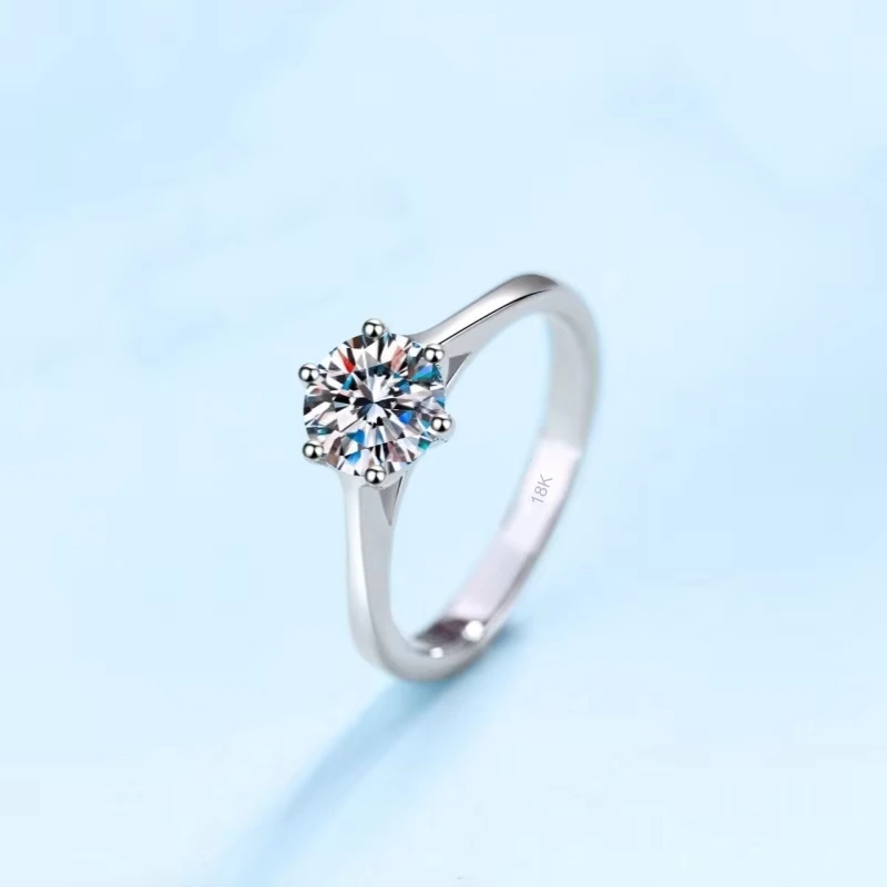 Lover Rings Women Engagement Men 18K White Gold Wedding Band 0.5/1CT Moissanite Diamond Valentine's Day PT950 Girl Birthday Gift