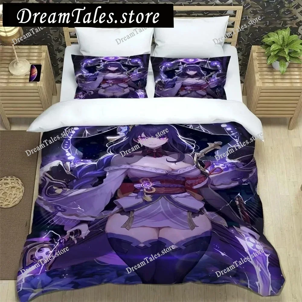 

Anime Genshin Impact Animation Cartoon Soft and Comfortable Bedding Set Luxury Quilt Cover Customizable Comforter Bedding Sets