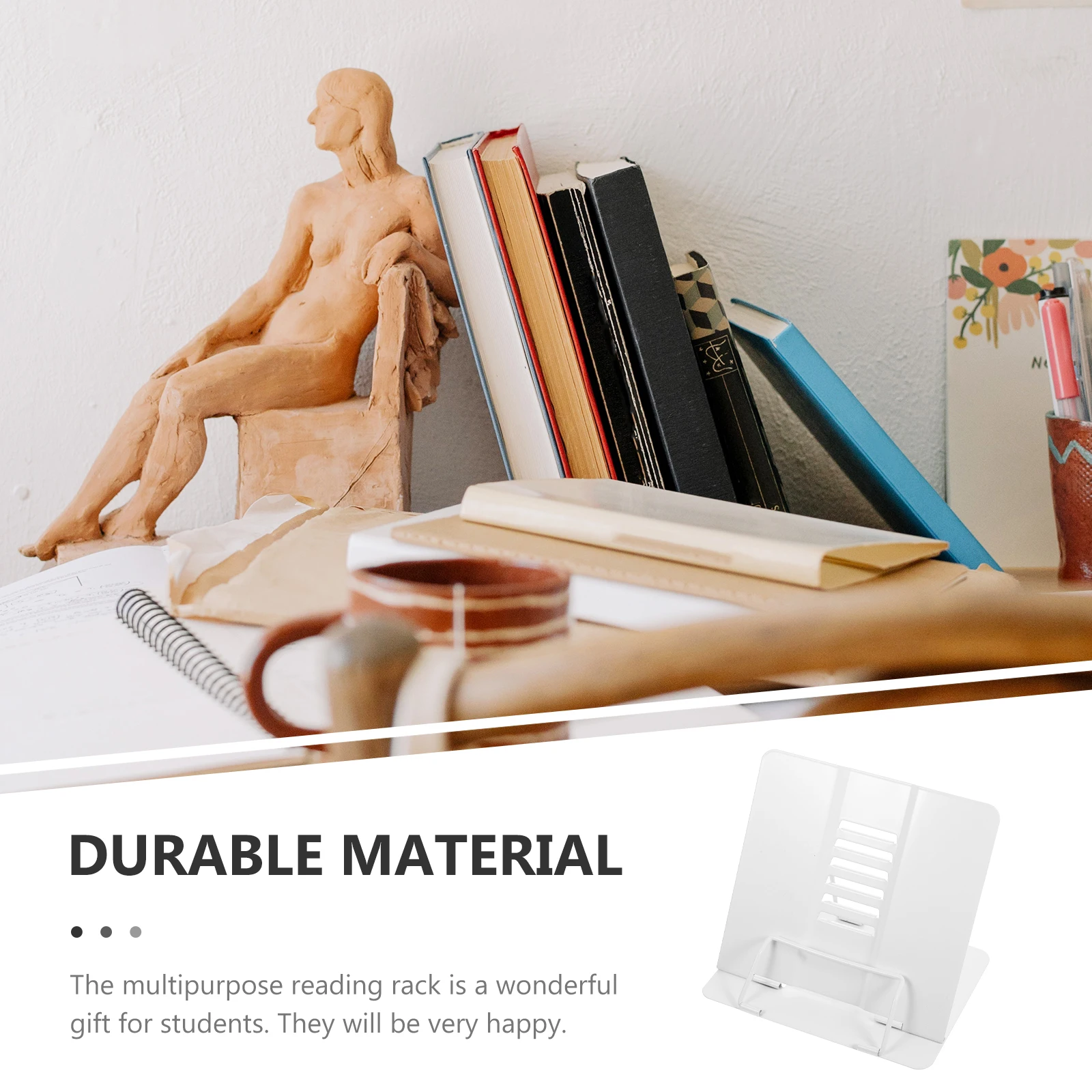

Metal Book Stand for Reading Learning Recipe Holder Kitchen Adjustable Desktop Rack Student Textbook Support Foldable Practical