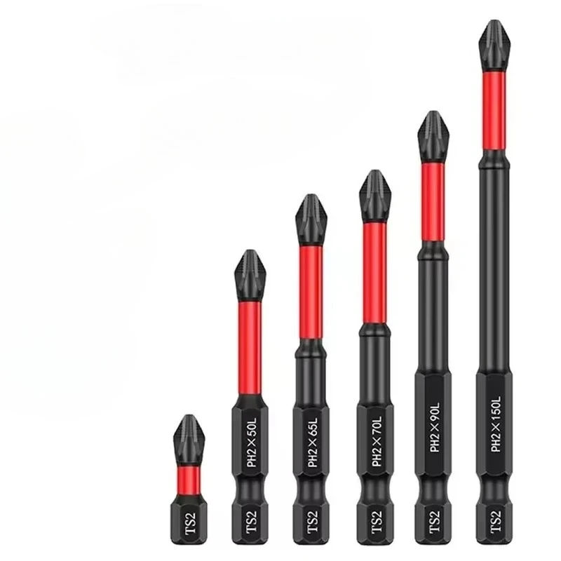 

Red 6 Piece Set Suitable for Electric Drills Anti Slip Bits Magnetic Screwdriver Bit Set S2 Alloy Steel Impact Resistance Bits
