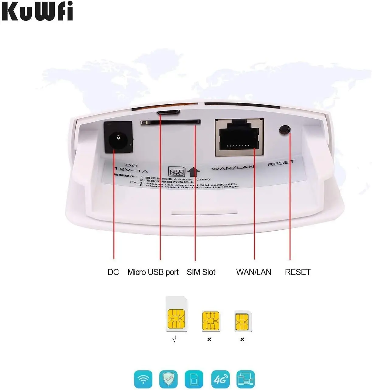 KuWFi Outdoor 4G LTE  WiFi Router CAT4 300Mbps Wireless Router with Sim Card Waterproof Home Hotspot RJ45 WAN LAN WIFI Coverage