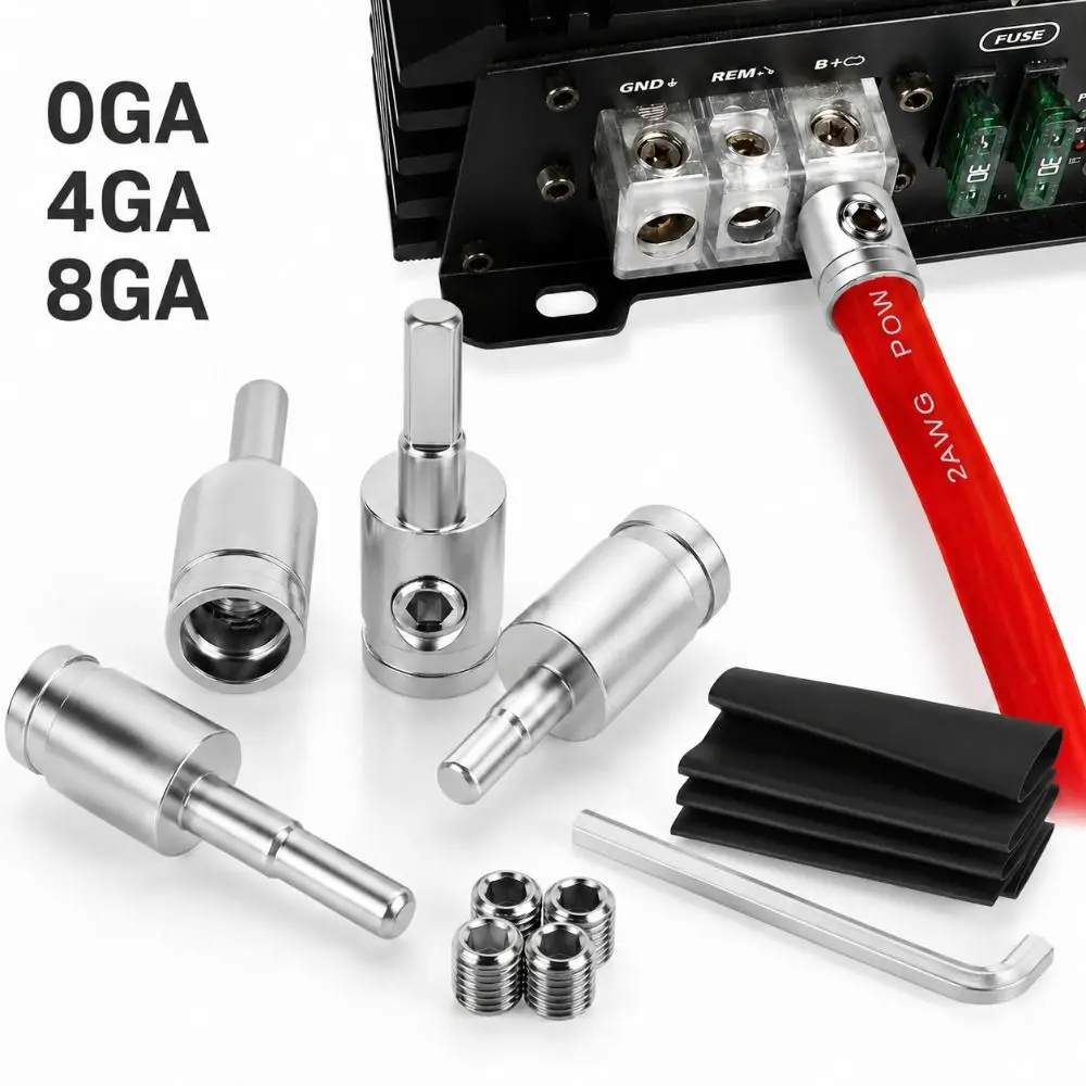 Convenient Brass Car Speaker Wire Adapter 0GA 4GA 8GA Heavy-Duty Amp Input Adapter Gauge Reducer Adapter
