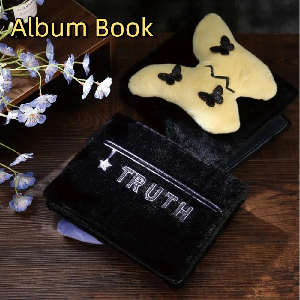 

Furry Cover Detachable Card Book 3-Inch Four Compartments Loose Leaf Album with 20 Inner Pages Exquisite Korean Album Travel