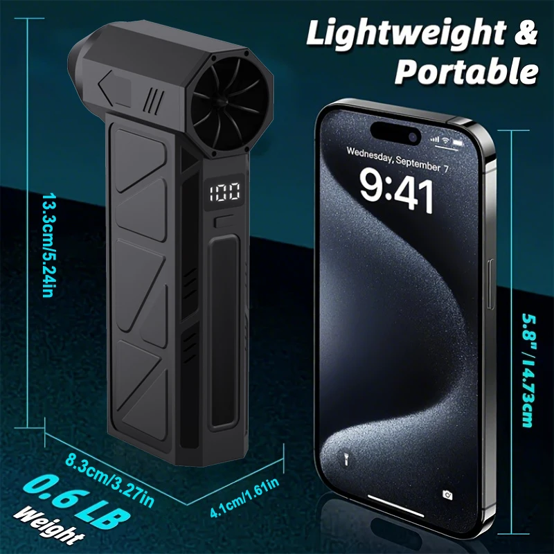 منفضة هواء كهربائية - منفاخ لاسلكي فائق القوة 9999999 دورة في الساعة، مروحة توربو محمولة، قابلة للتعديل بثلاث سرعات، شحن سريع 4000 مللي أمبير، مناسبة لتنظيف أجهزة الكمبيوتر ولوحات المفاتيح والمنزل والخارج والأب #2