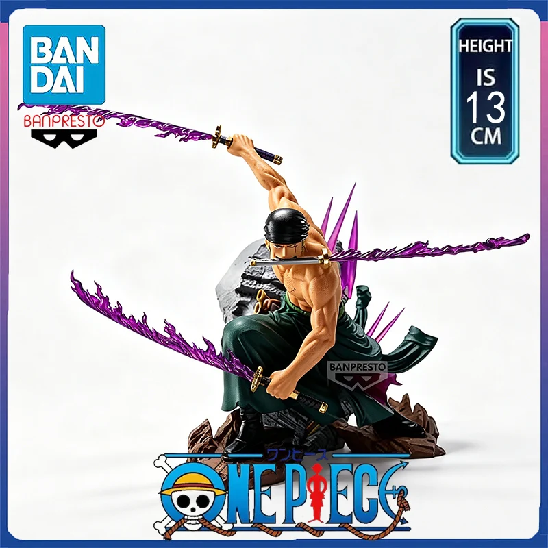 Figura de acción original de ONE PIECE THE ORAMA SOUL RORONOA ZORO de BANPRESTO, modelo de PVC de 13 cm, figura de anime coleccionable.
