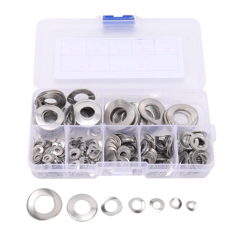 

New 295 Pcs 304 Stainless Steel Spring 2 Wave Washer Gasket Assortment Kit (M3 M4 M5 M6 M8 M10 M12)