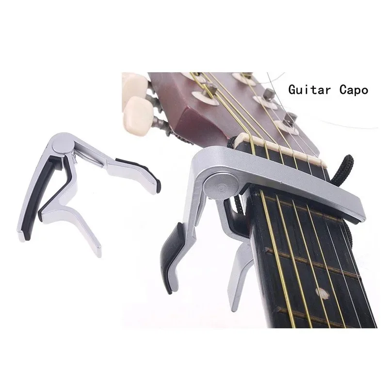 High Quality Aluminium Alloy Silver Quick Change Clamp Key Acoustic Classic Guitar Capo for Tone Adjusting Guitar Guitar tuner
