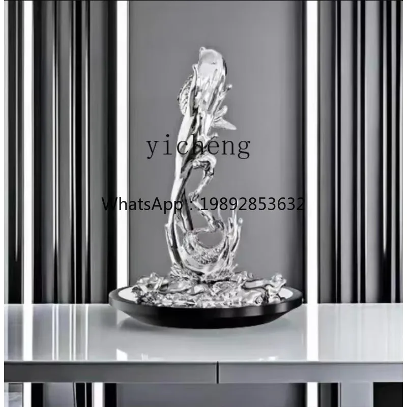 EE Fish Leaping Over the Dragon Gate Art Sculpture Floor Large Ornament High-end Hotel Living Room Decoration