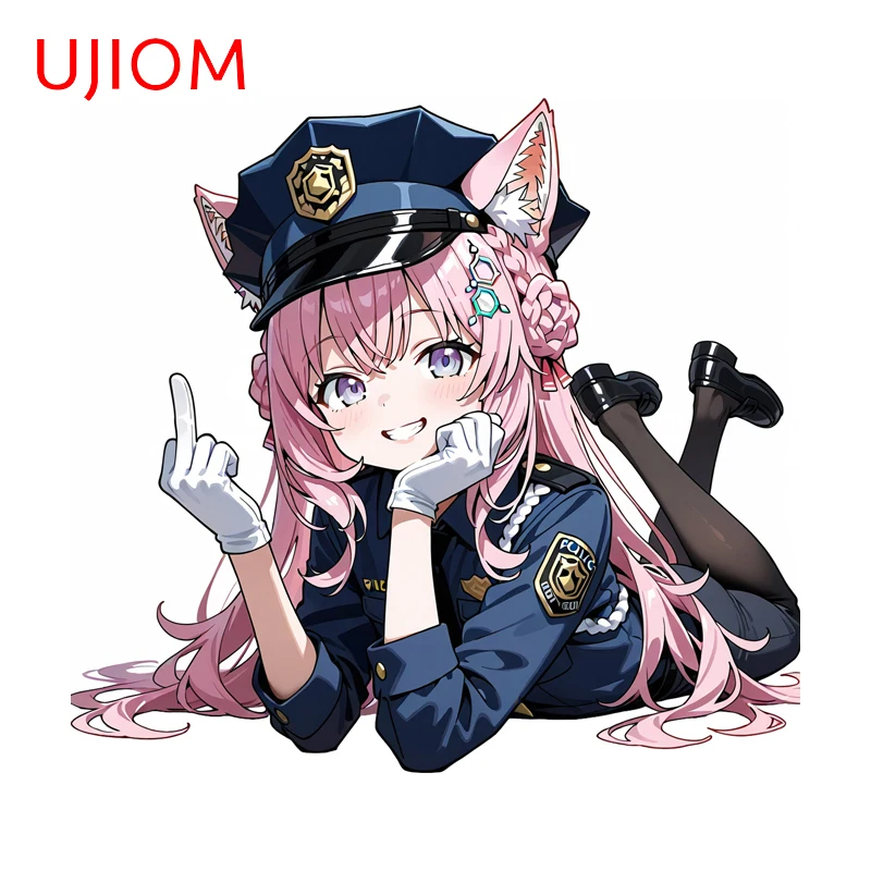 UJIOM Police Hakui Koyori Holove Wall Stickers Beautiful Police Girl Bathroom Organizer Decal Adhesive Murals Decor Accessories