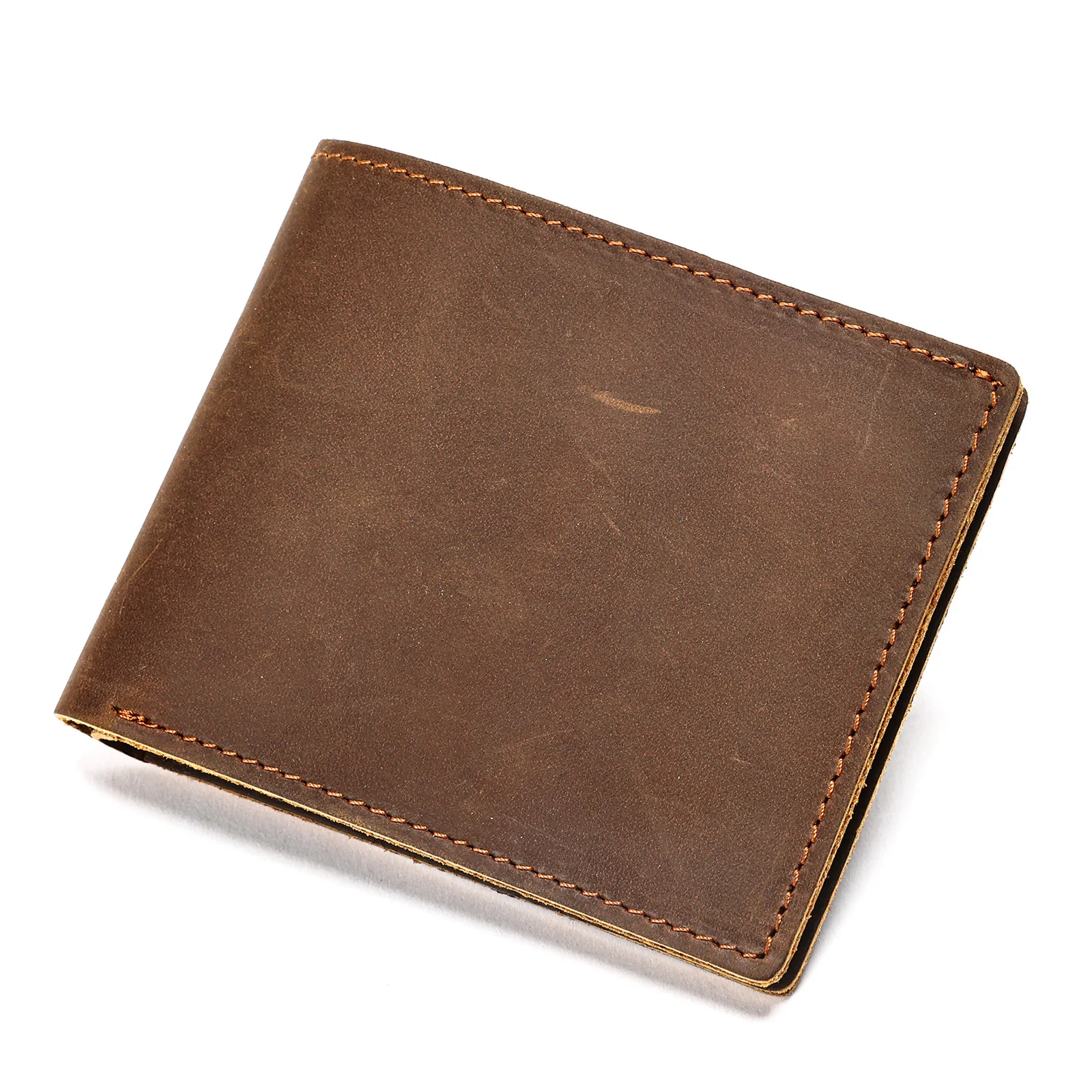 Men Genuine Leather Bifold Wallet Minimalist Slim Card Holder With Multiple Card Slots Vintage Business Commute Billfold Purse