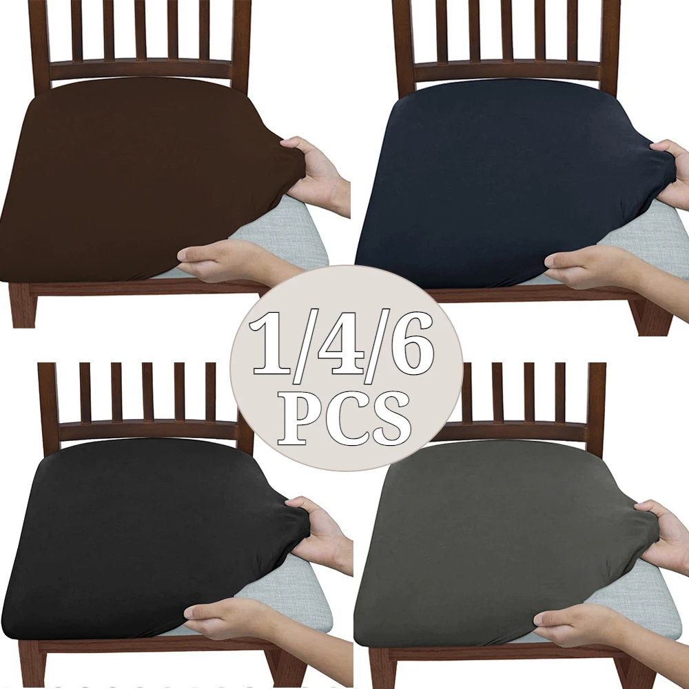 

1/4/6PCS Only for Dining Chairs, Spandex Seat Covers, Elastic Cushion Covers, Monochrome, Washable, Very Suitable for Families