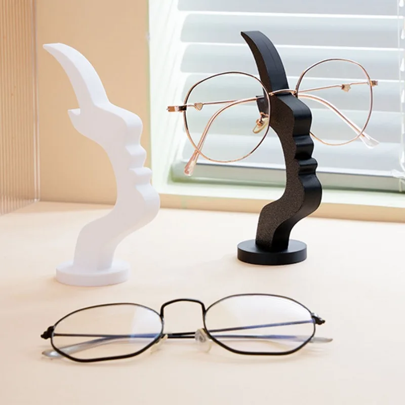 Abstract Resin Eyeglasses Holder Minimalist Face‑shaped Glasses Display Stand Eyewear Storage Ornament For Bedroom Office