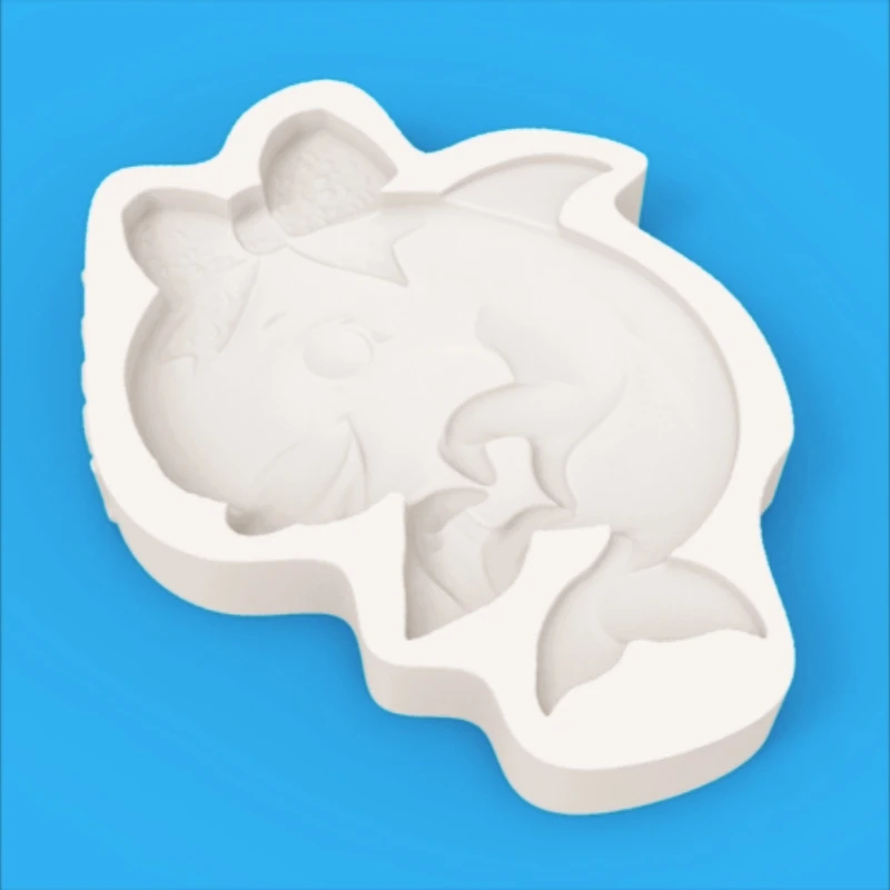 Bowknot Dolphin Silicone Mold, Fine Ribbon Texture, Double Hands Heart Shape, Chocolate Fondant Making Mold - view 3