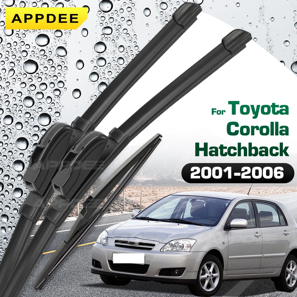 

Silicone & Rubber Wiper For Toyota Corolla hatchback E12 2001-2006 Front & Rear Wiper Blades Windshield Windscreen Window Brushe