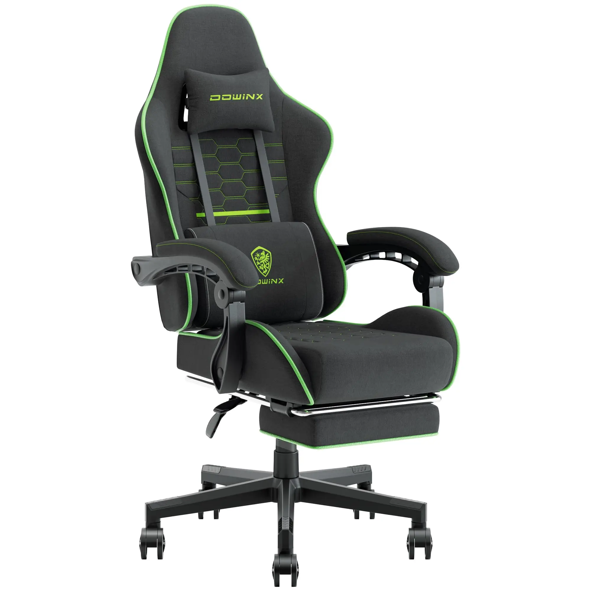 Gaming Chair with Pocket Spring Cushion, Computer Office Game Chair, Linkage Armrests and Footrest, High Back Ergonomic