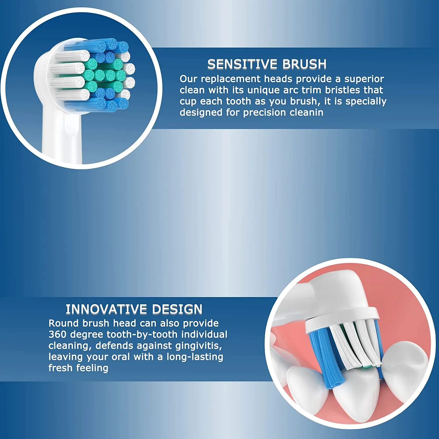 Replacement Toothbrush Heads Compatible with Oral B Braun Electric Toothbrushes Brush Head Refills 1000 1500 3000 7000 7500 8000
