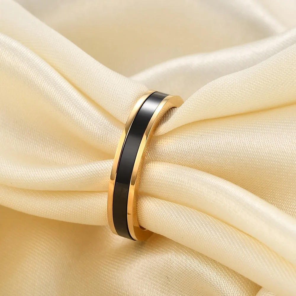 Kolmnsta 4mm Titanium Steel Ceramic Rings For Women Men Silver Gold Color Single Groove Wedding Band Engagement Couple Ring