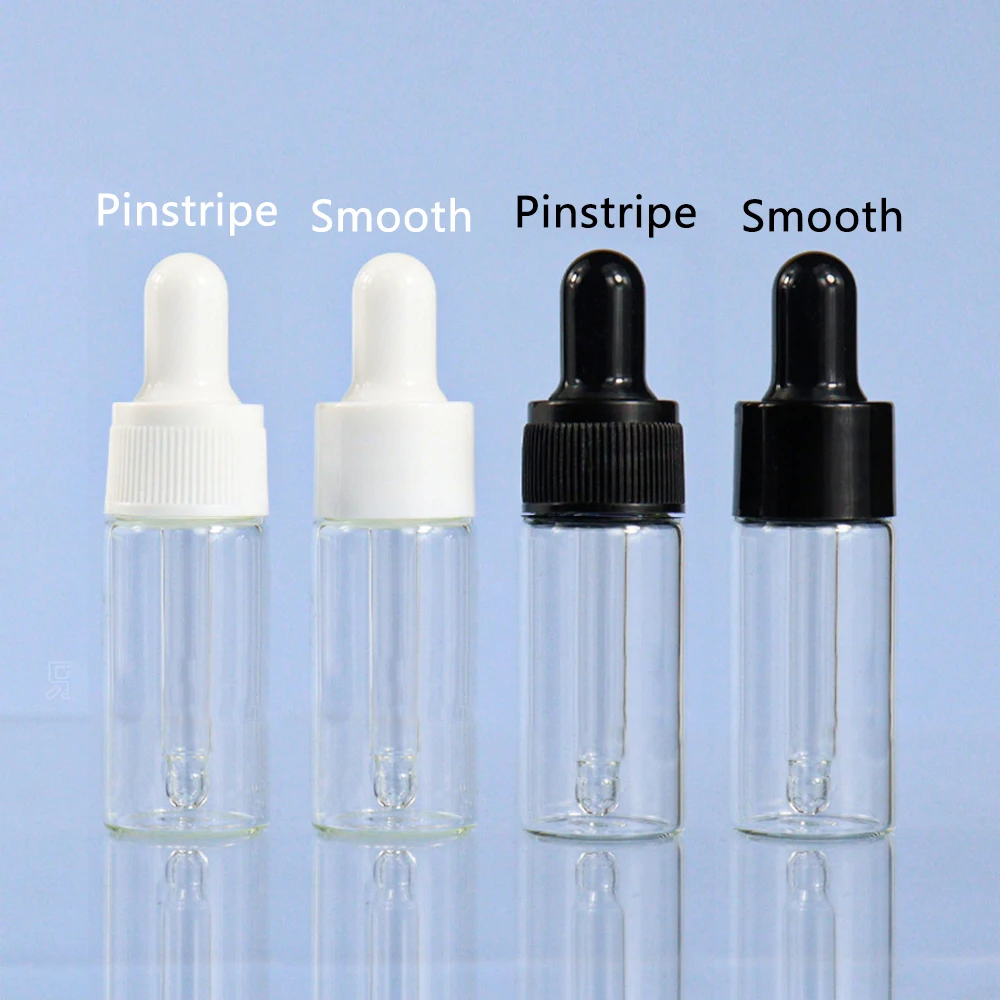 50pcs/100pcs 5ml 10ml 15ml 20ml clear Glass  Dropper Bottle Jars Vials With Pipette Smooth