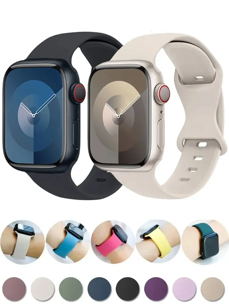 Original Silicone Strap For Apple Watch ultra 2 Band 44mm 40mm 45mm 41mm 49mm 42mm 46mm bracelet iwatch series 7 8 se 4 3 5 6 9