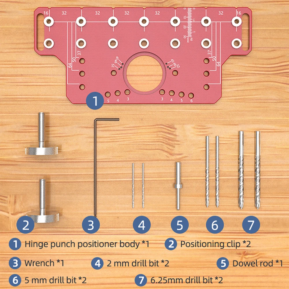 Plantilla de bisagra de Pin para estante de carpintería, plantilla de perforación de bisagra de gabinete de aleación de aluminio, plantilla de Hardware, localizador de guía de perforación de agujeros de bisagra