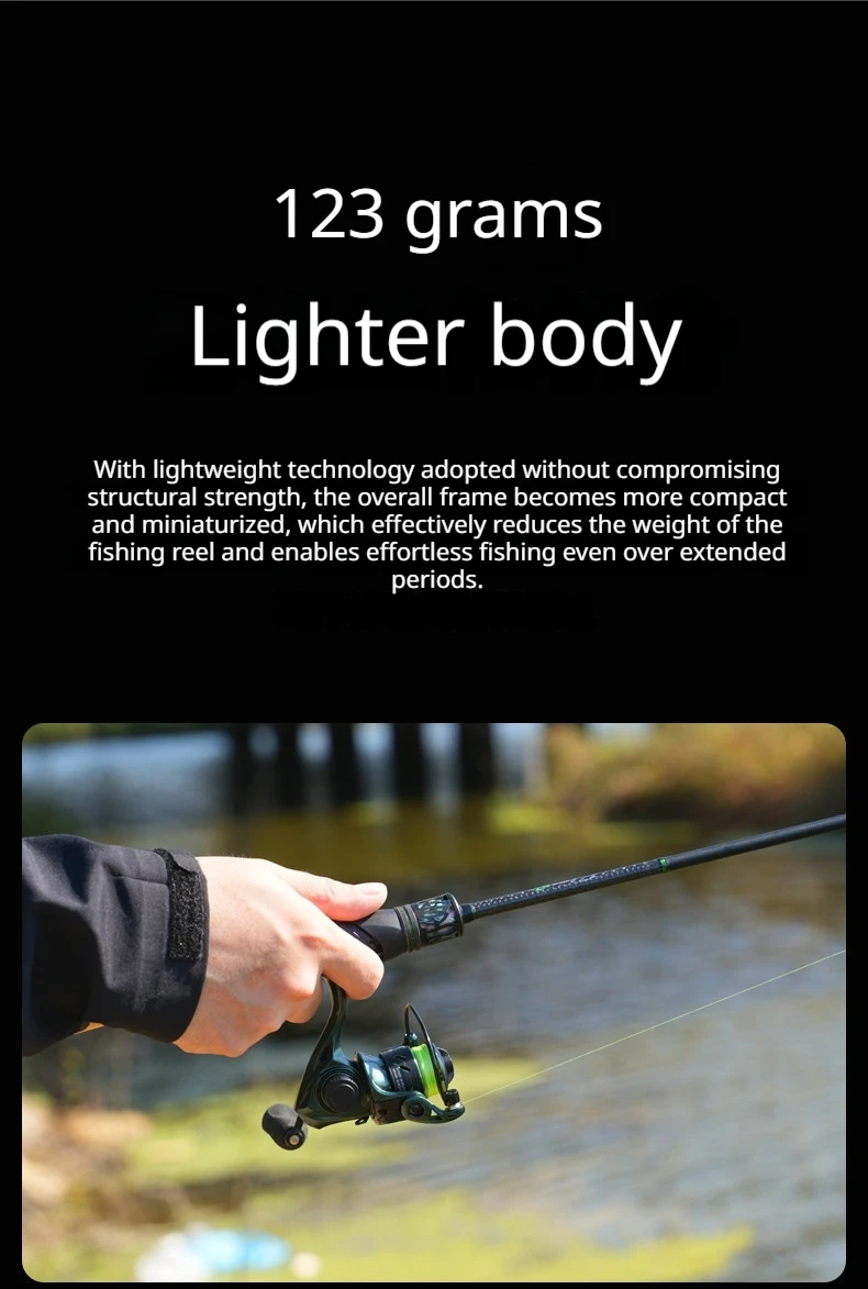 Cadence Mini-Spinnrolle, kleine Angelrolle mit schräger Spule aus Metall für Köderruten, Süßwasser-Angeln im Freien, für Angler – Detail 11