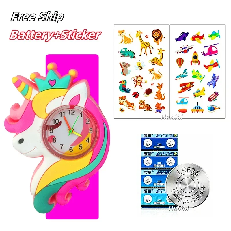 Cartoon Unicorn Children Watches Kindergarten Student Study Time Toy Bracelet Kids Slap Watch Boys Girls Birthday Gift Clock