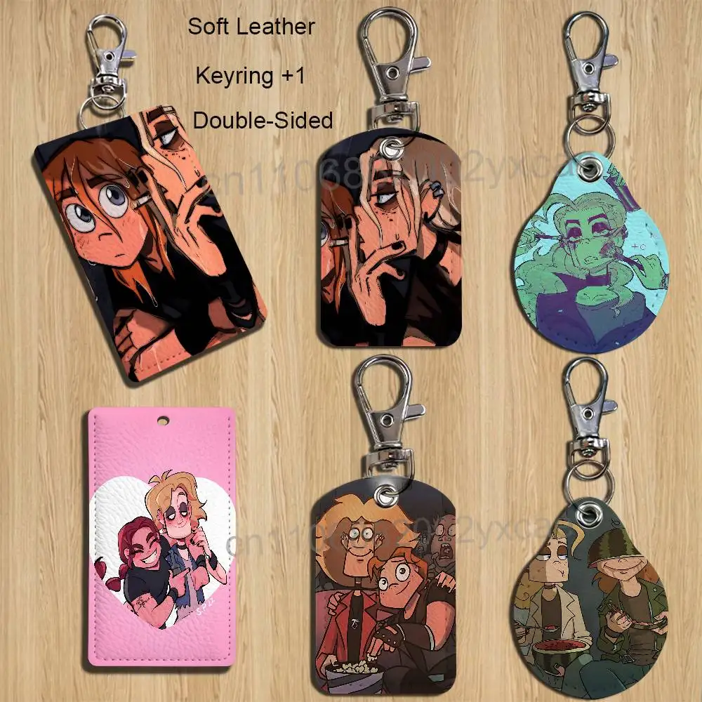 Popular and healing animation Metal Family Cartoon Movie Singer Game Anime Leather Card Holder Can Store Access Control ID Card
