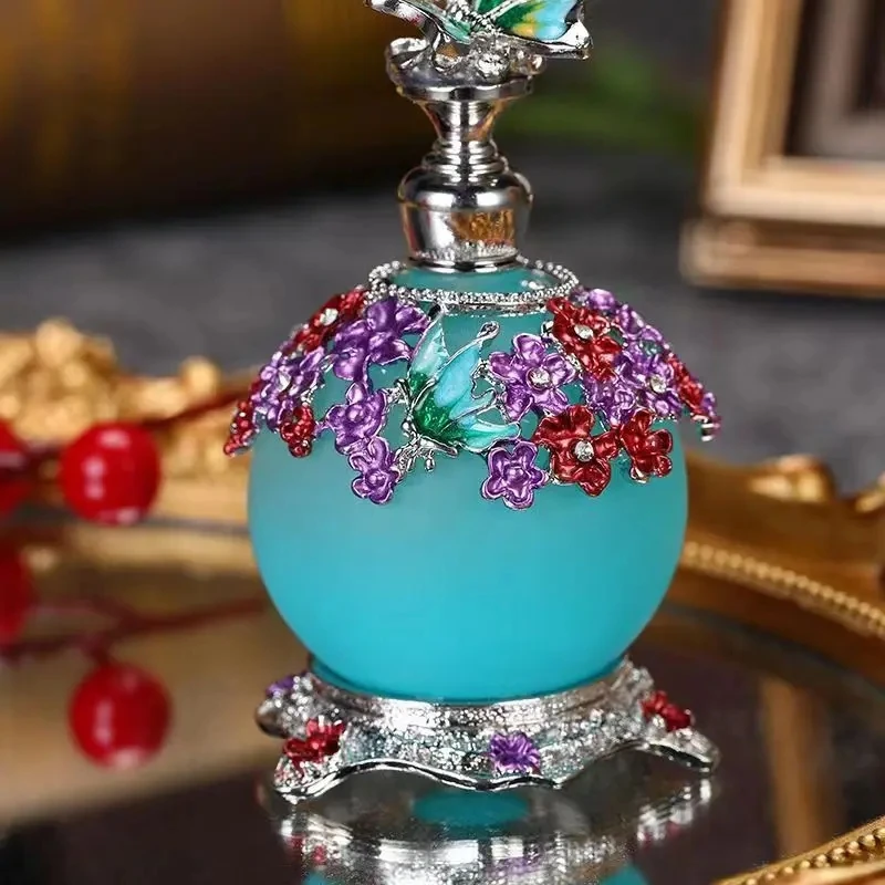 Sky Blue Glass Empty Container Refillable Portable Gift Perfume Bottle Home Decoration