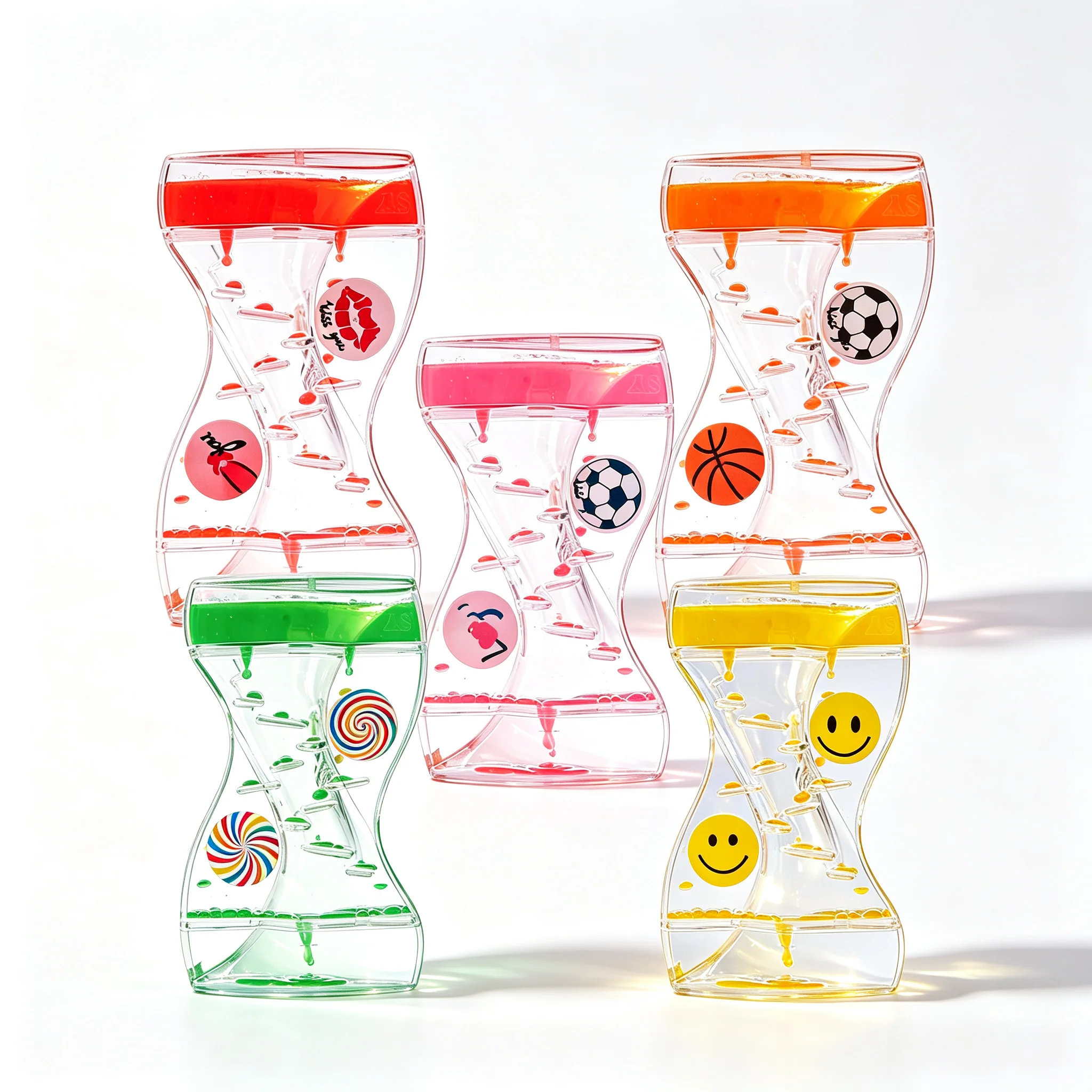 Colorful Liquid Motion Bubbler Timer Oil Drop Ladder Hourglass Sensory Fidget Toy Stress Relief Desktop Decoration for Kids