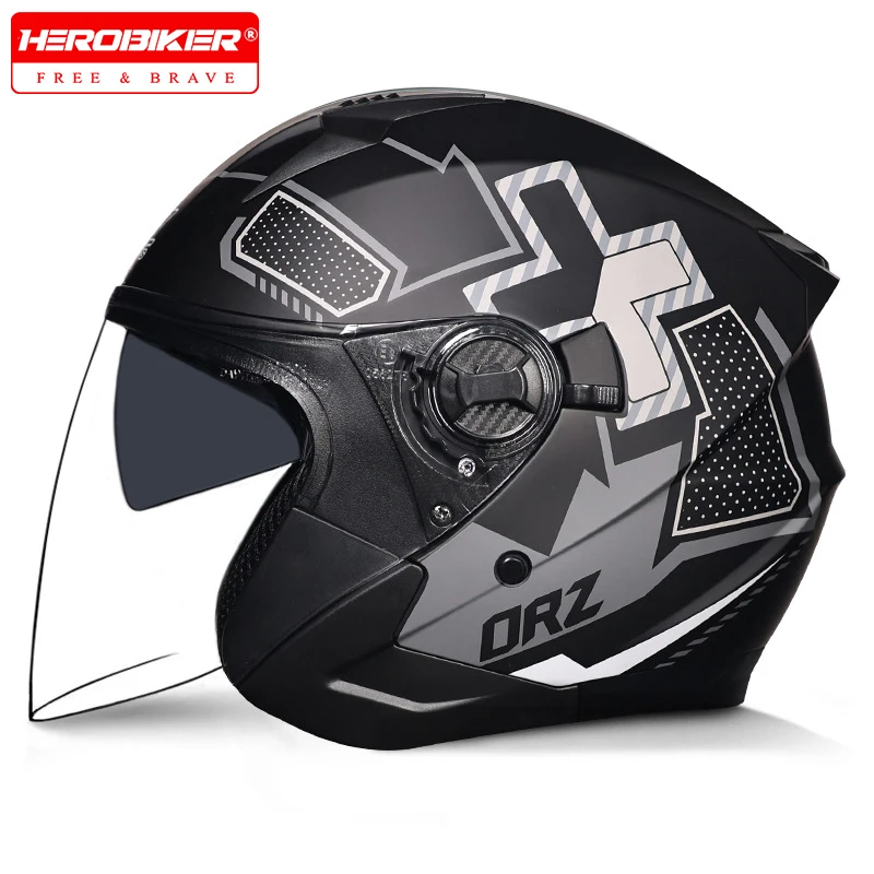 خوذة دراجة نارية معتمدة من DOT للرجال والنساء بمرآة مزدوجة لجميع المواسم خوذة نصف دراجة نارية شتوية عالمية