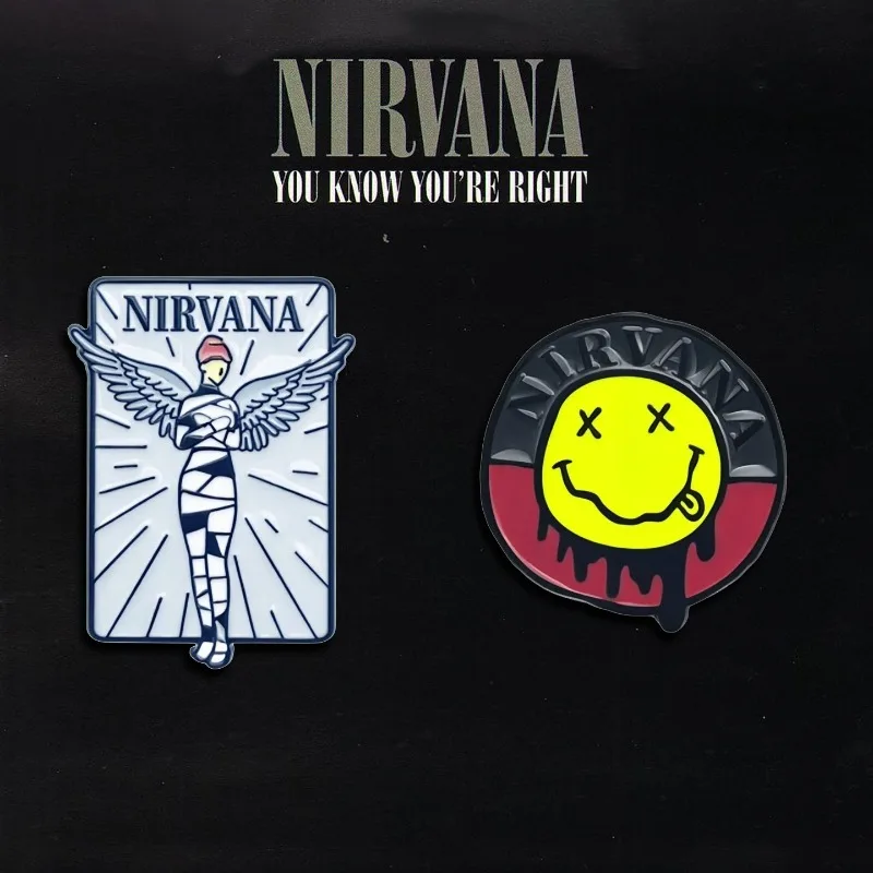 90s Grunge Style Tin Button Badge Retro Alternative Rock Music Brooch Punk Metal Pin Backpack Clothing Ornament Jewelry