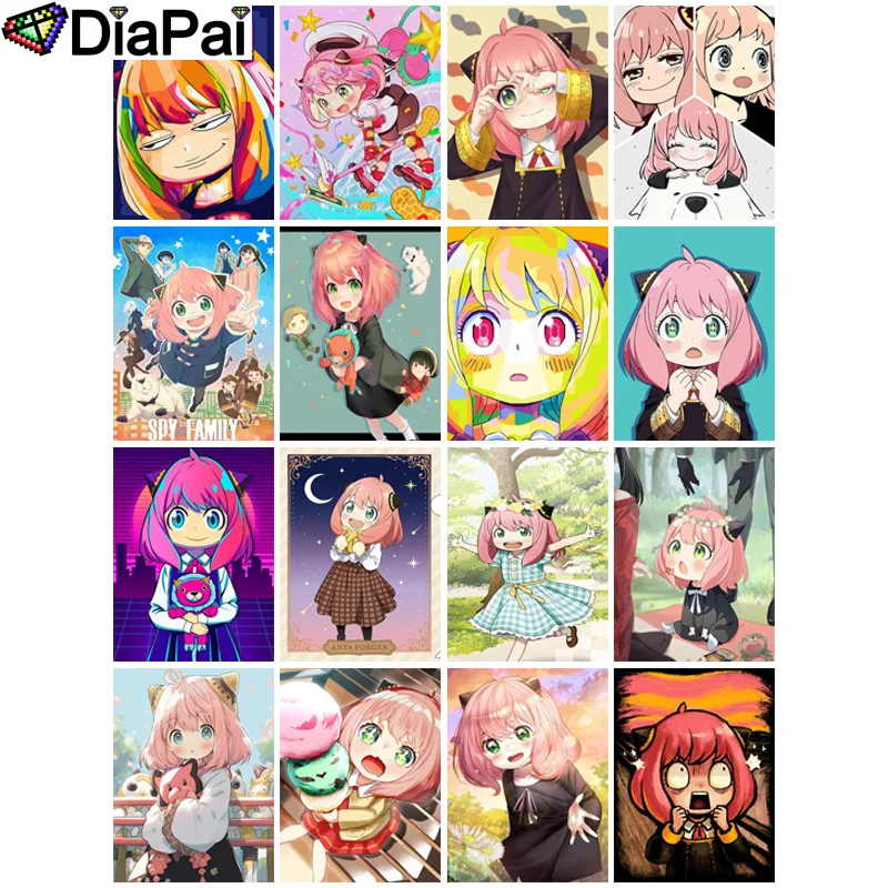 Алмазная живопись DIAPAI, полноразмерная/круглая картина 5D «сделай сам», «мультяшная аниме девушка», вышивка стразами, искусственная вышивка крестиком, Декор